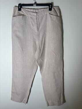 Chicos Khaki Linen Lightweight Pant Sz 12R